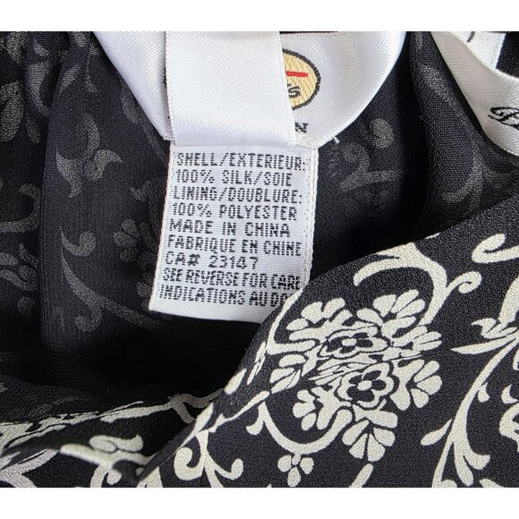 Talbots Pants Womens 12W Black White Floral Silk Dressy Pull On Elastic Waist - Picture 8 of 13